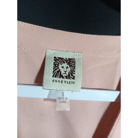 Anne Klein S Pink Pullover Top 3/4 Zip Long Sleeve Logo Casual Lightweight - Picture 5 of 7